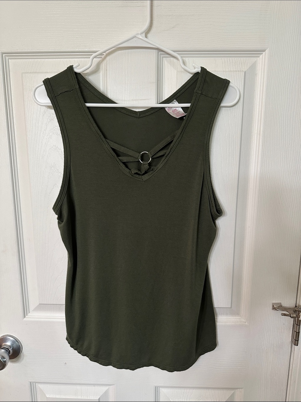 No Boundaries Dark Olive V-Neck Tank